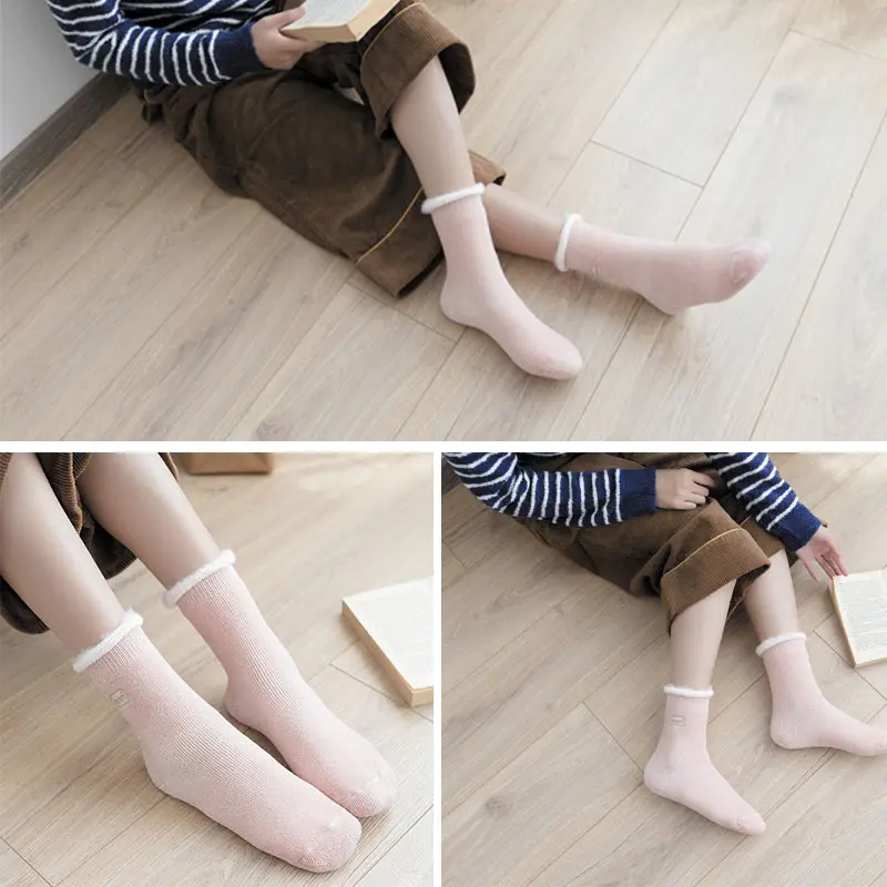 Winter Socks Women Plus Velvet Thick Wool Warm Socks Soft Terry Woman Lady Floor Socks