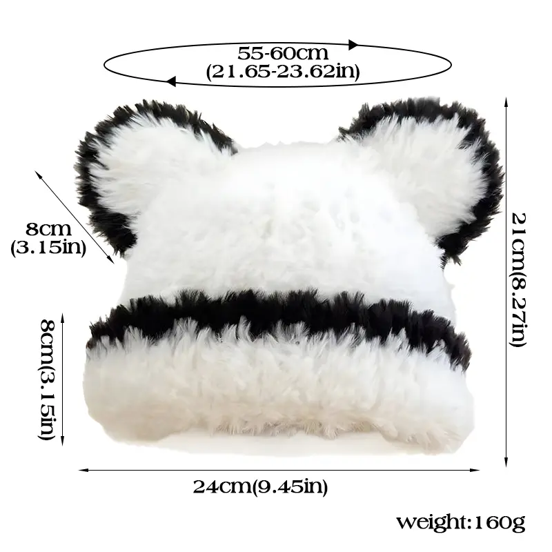 Cute Ears Women Beanies Caps Winter Thick Fluffy Fur Knitted Warm Pullover Hats Outdoor Girl Windproof Ear Protection Hats