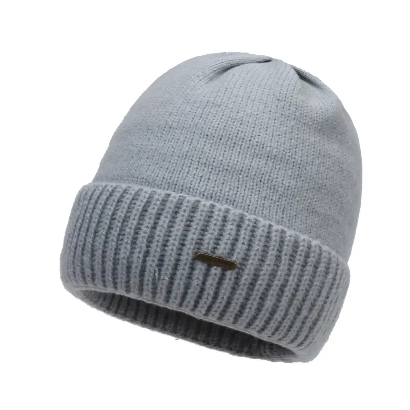 Solid Color Knitted Beanies Caps for Women Winter Thicken Warm Crochet Woolen Ear Protection Hats Outdoor Windproof Pullover Hat