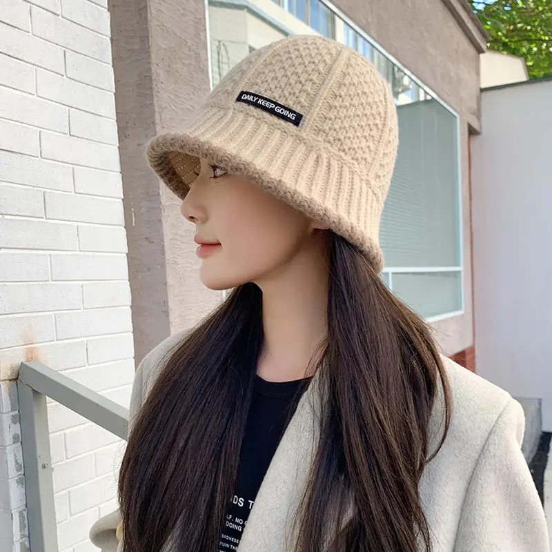 Korean Knit Fisherman Caps for Women Autumn Winter Retro Solid Color Warm Basin Caps Fashion Streetwear Female Bucket Hats