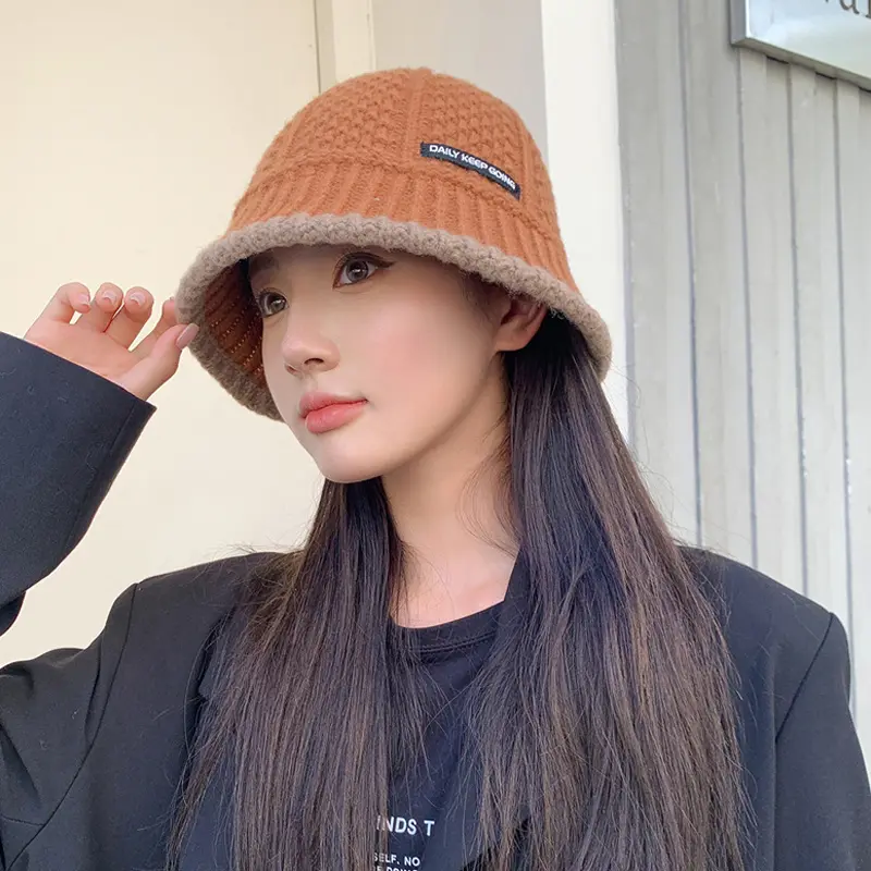 Korean Knit Fisherman Caps for Women Autumn Winter Retro Solid Color Warm Basin Caps Fashion Streetwear Female Bucket Hats