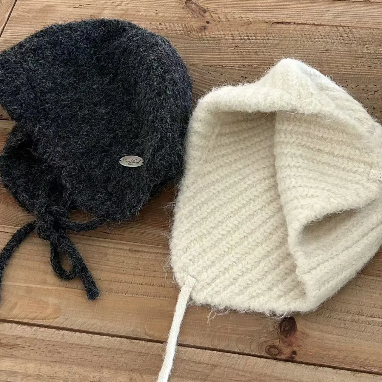 Solid Color Knitted Warm Earmuffs Caps for Women Winter Thicken Lacing Ear Protection Hats Korean Girl Anti-Cold Bonnet