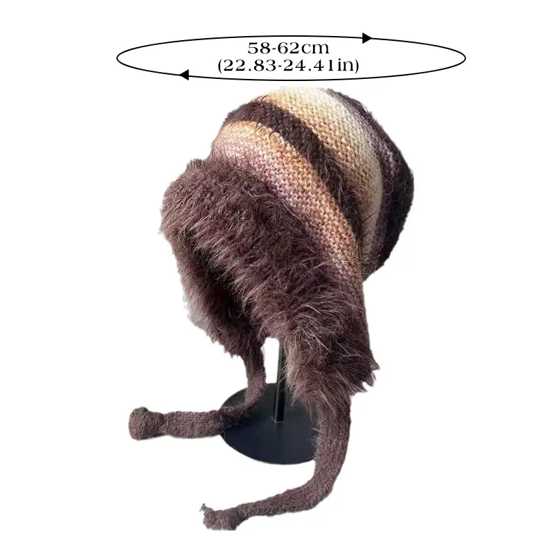 Gradient Color Plush Knit Ear Protection Hats for Women Winter Outdoor Windproof Warm Bonnet Fashion Colorful Anti-Cold Earmuffs