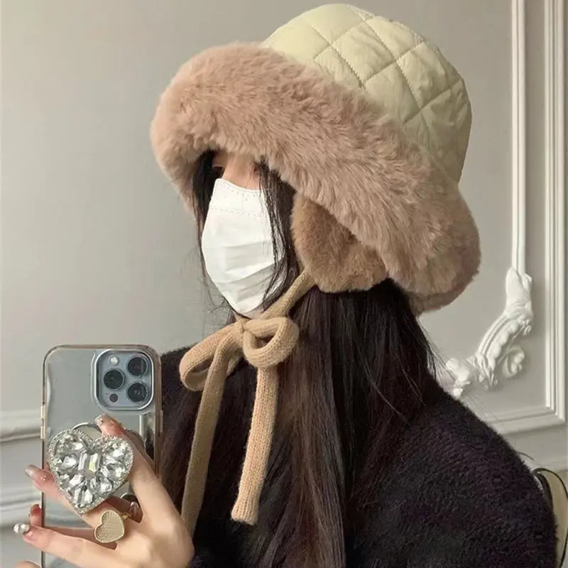 Winter Thick Plush Mongolian Hats Fashion Women Anti-Cold Warm Bomber Hats Outdoor Lady Windproof Ear Protection Hats