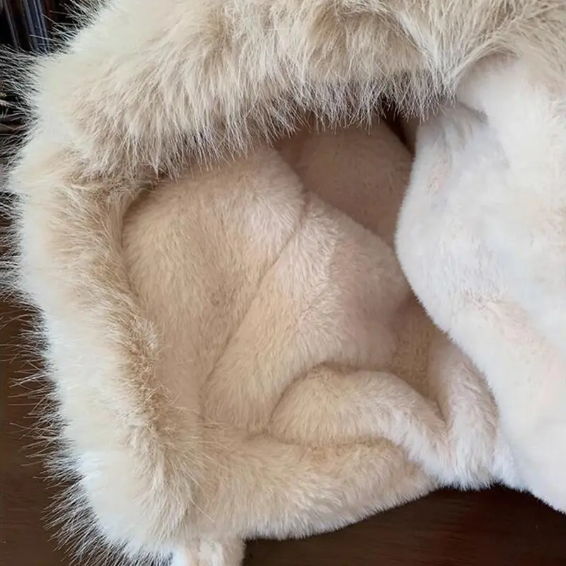 Thick Faux Fur Earflap Hats for Women Winter Plush Warm Ear Protection Hats Cute Outdoor Anti-Cold Windproof Bomber Caps