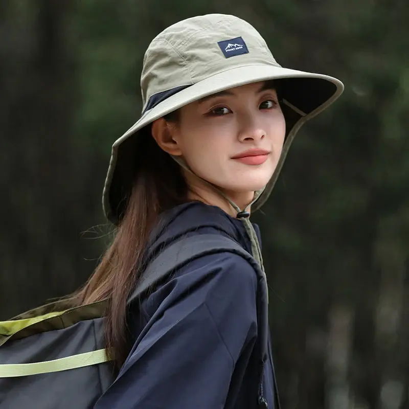 Large Brim Sunshade Shawl Hats for Women Mesh Breathable Summer Sun Visors Unisex Outdoor Mountaineering Anti-UV Fisherman Caps