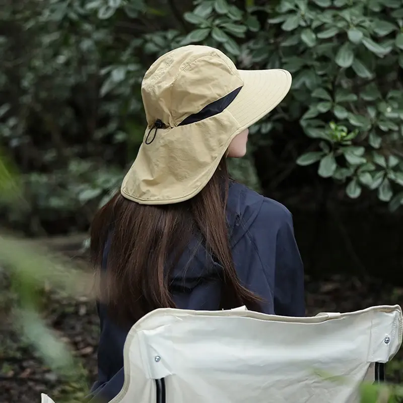 Large Brim Sunshade Shawl Hats for Women Mesh Breathable Summer Sun Visors Unisex Outdoor Mountaineering Anti-UV Fisherman Caps