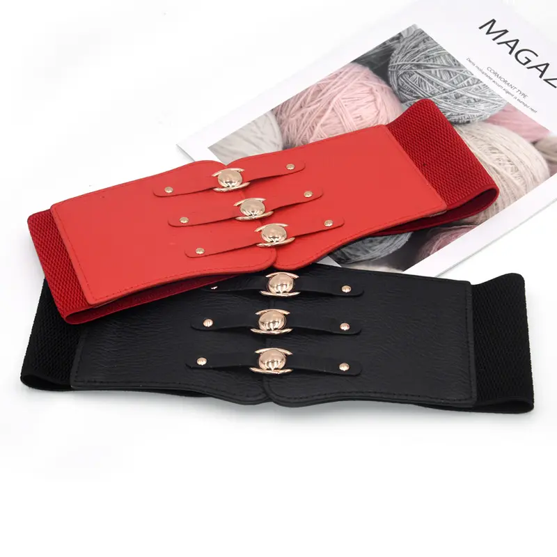 PU Leather Wide Corset Belt for Women Elastic Slimming Body Ladies Dress Belt Strap White Brown Black Female Belt