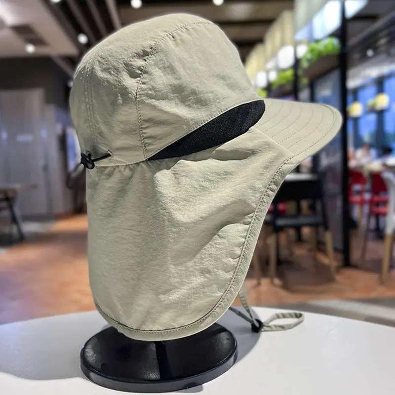 Large Brim Sunshade Shawl Hats for Women Mesh Breathable Summer Sun Visors Unisex Outdoor Mountaineering Anti-UV Fisherman Caps