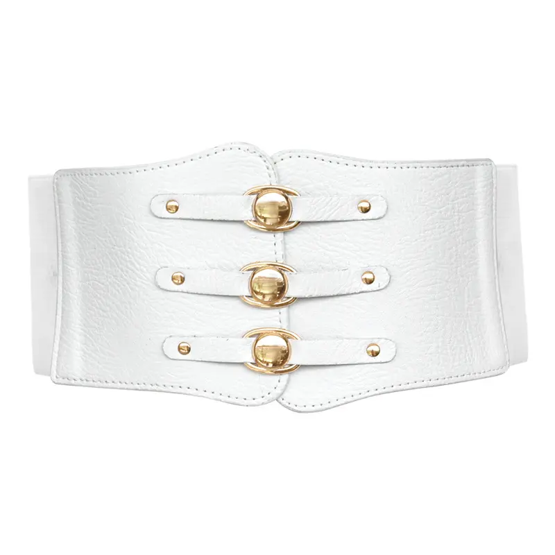 PU Leather Wide Corset Belt for Women Elastic Slimming Body Ladies Dress Belt Strap White Brown Black Female Belt