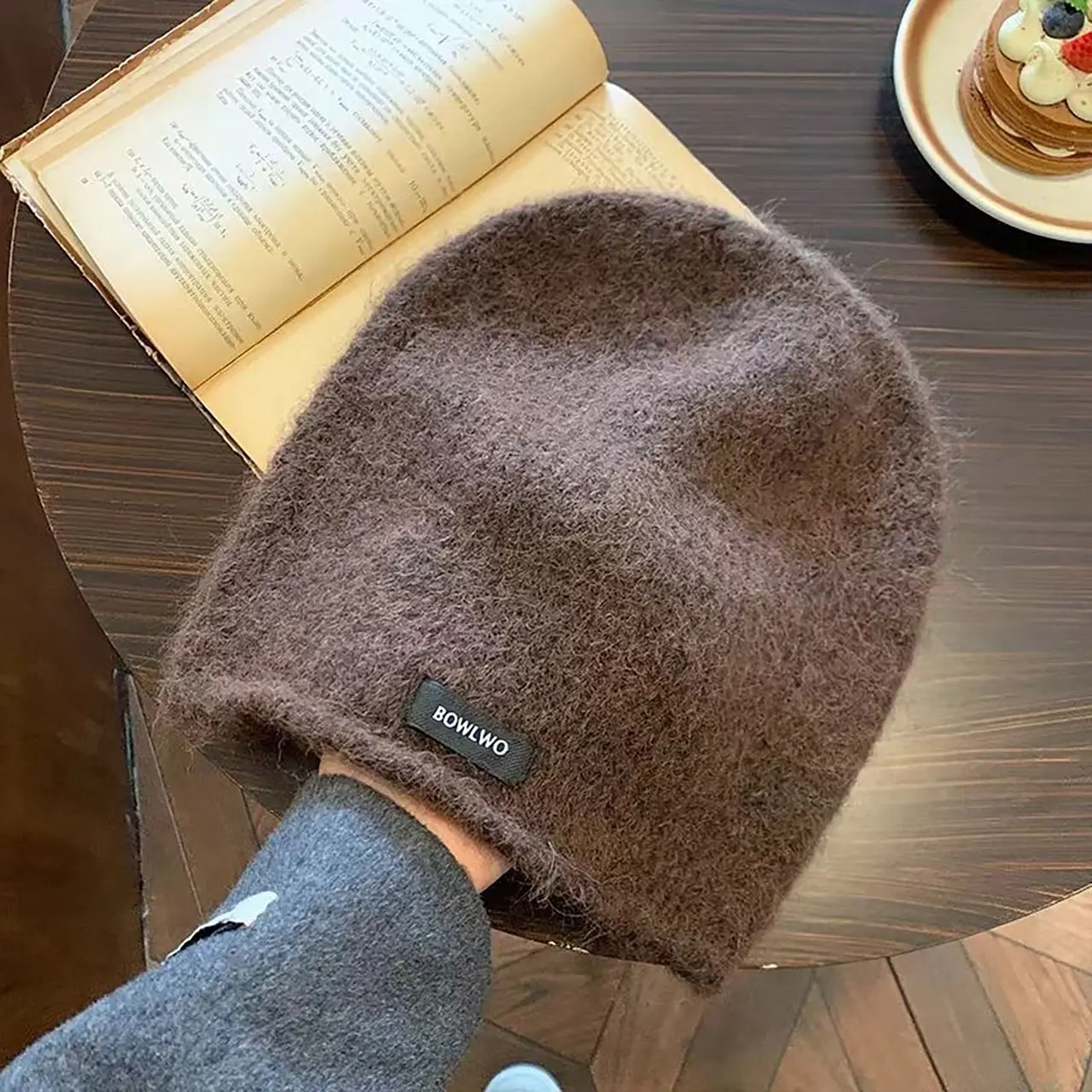 Autumn Winter Slouchy Knitted Beanies for Women Korean Solid Color Warm Ear Protection Hats Outdoor Windproof Skullcaps