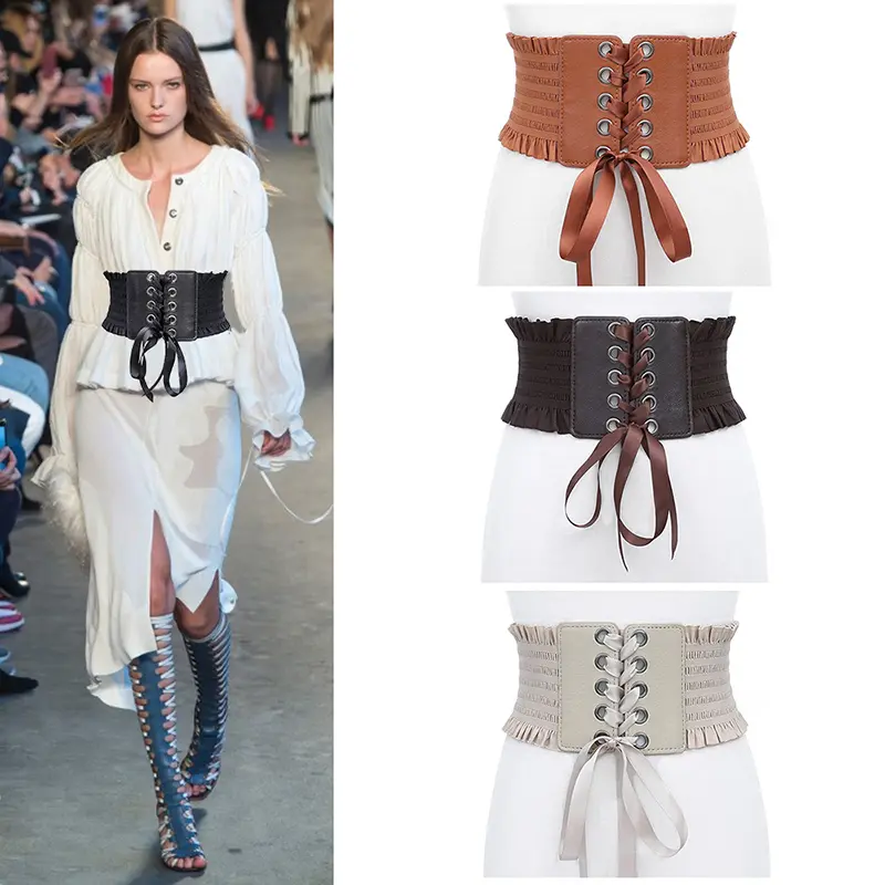 Bowknit Bandage Ladies Dress Belt Elastic Wide Women Corset Belt New Fashion Brown Black Female Waist Belt Waistband