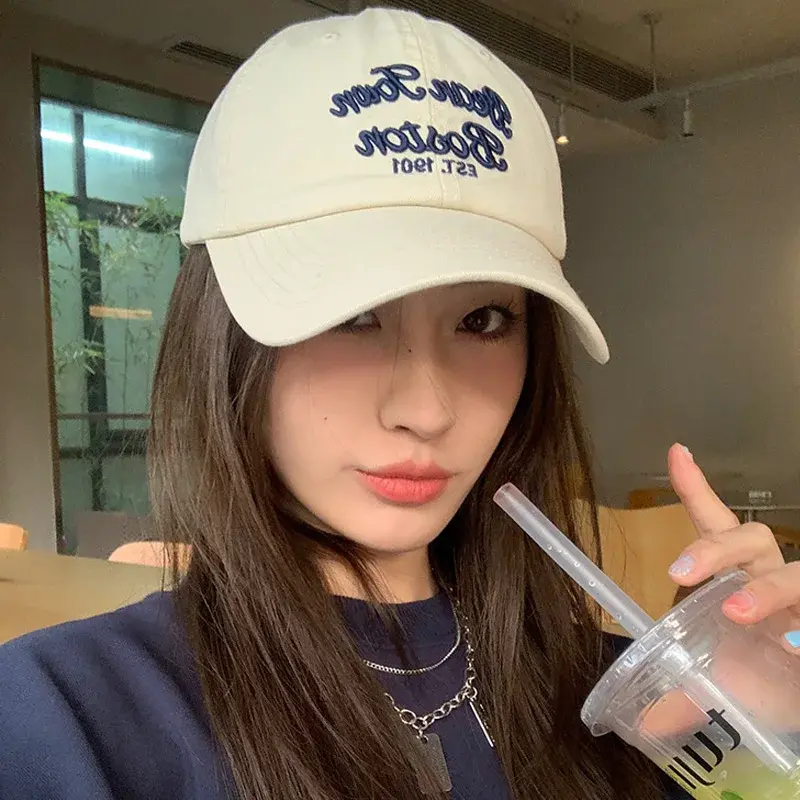 Retro Letter Embroidery Baseball Caps for Women Fashion Outdoor Sports Sunshade Hats Unisex Hip Hop Streetwear Peaked Hats