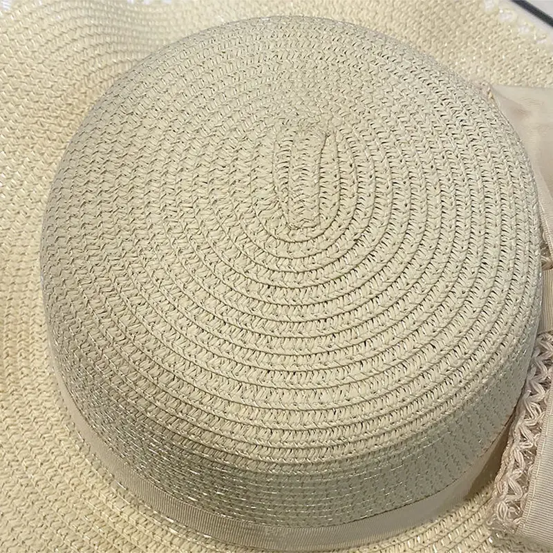 Large Bow Women Straw Hats Summer Wide Brim Outdoor Sunshade Bucket Hats Travel Beach Lady UV Protection Caps