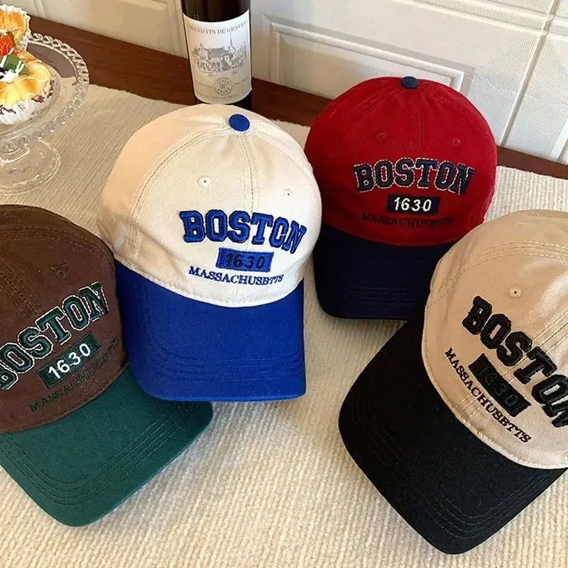 Fashion Patchwork Baseball Caps for Women Man Embroidery Letter Adjustable Duck Tongue Caps Unisex Outdoor Sunshade Peaked Hats