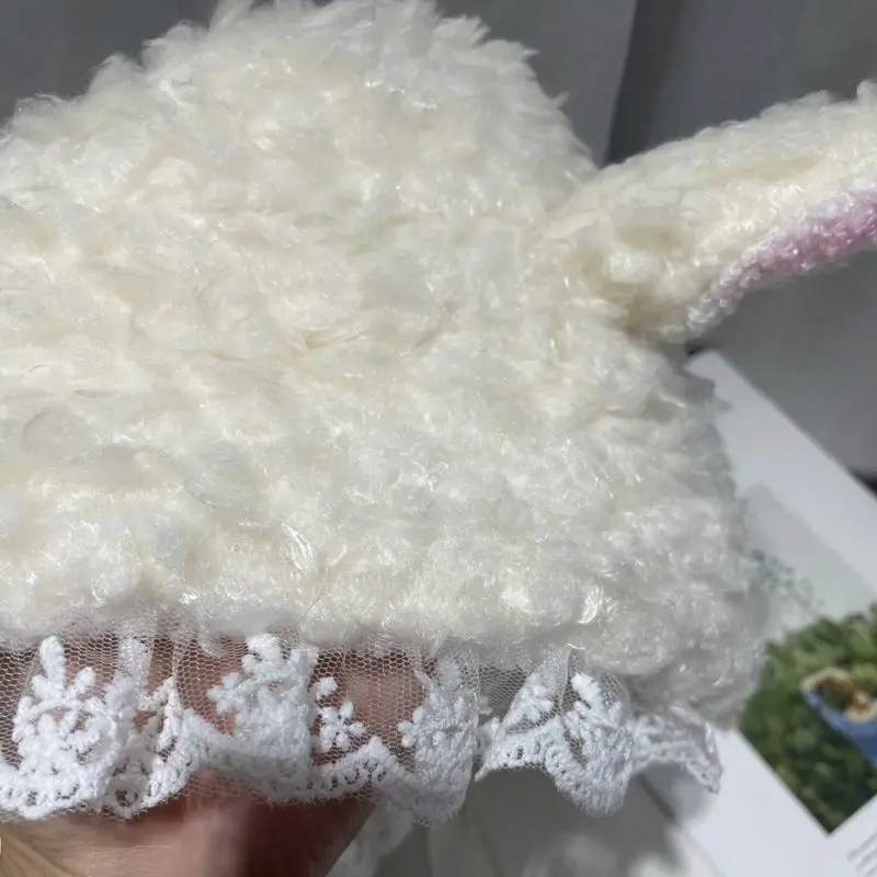 Cute Sheep Ear Winter Warm Hats for Women Thick Lamb Fleece Anti-Cold Ear Protection Hats Outdoor Windproof Girl Earmuff Caps