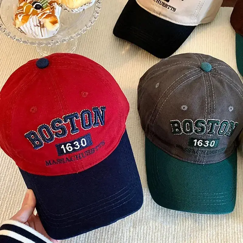 Fashion Patchwork Baseball Caps for Women Man Embroidery Letter Adjustable Duck Tongue Caps Unisex Outdoor Sunshade Peaked Hats