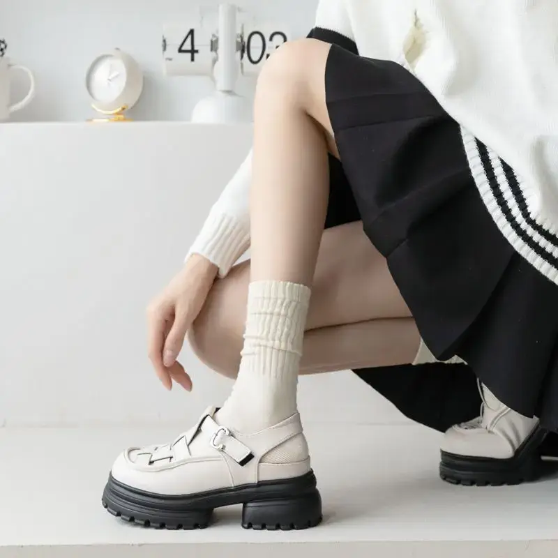 Fashion Stripe Socks for Women Spring Summer Soft Cotton Long Socks Black White Stripe Girl Casual Breathable Middle Tube Socks