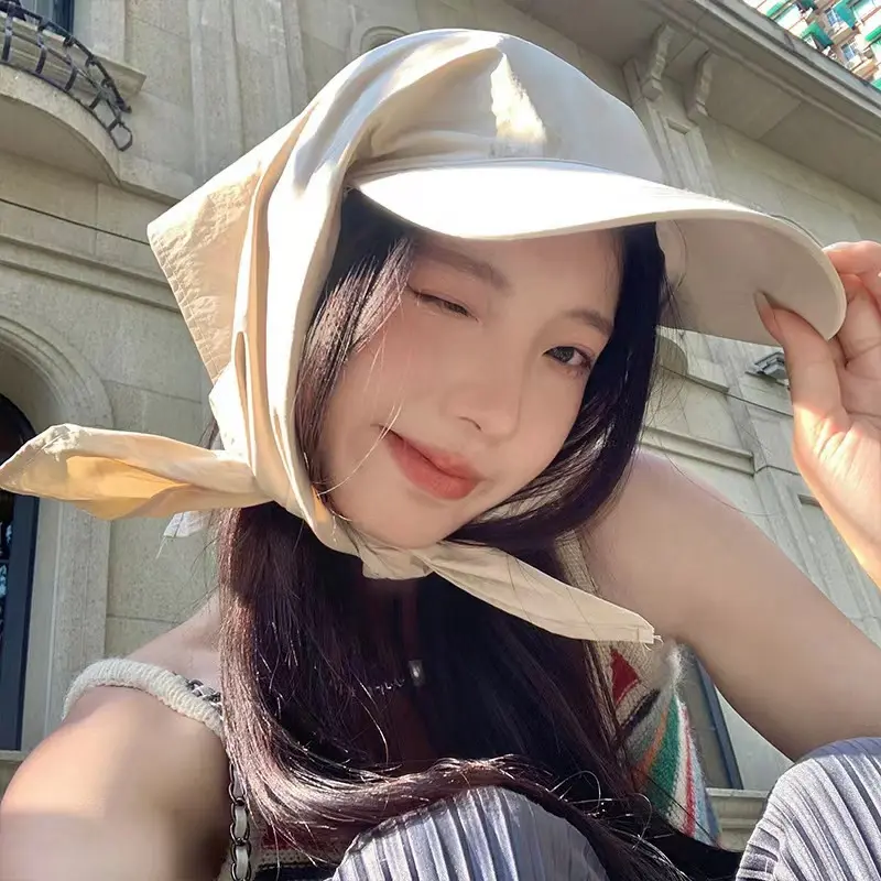 Summer Quick Drying Headscarf Baseball Caps for Women Solid Color Outdoor Neck Protection Hats Korean Girl Sunscreen Caps