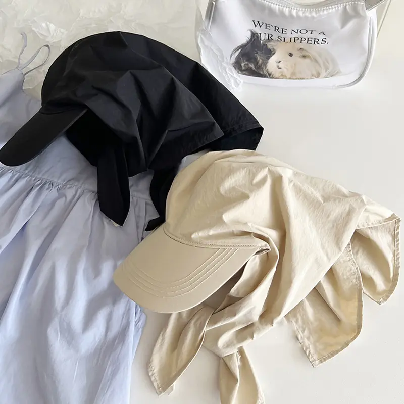 Summer Quick Drying Headscarf Baseball Caps for Women Solid Color Outdoor Neck Protection Hats Korean Girl Sunscreen Caps