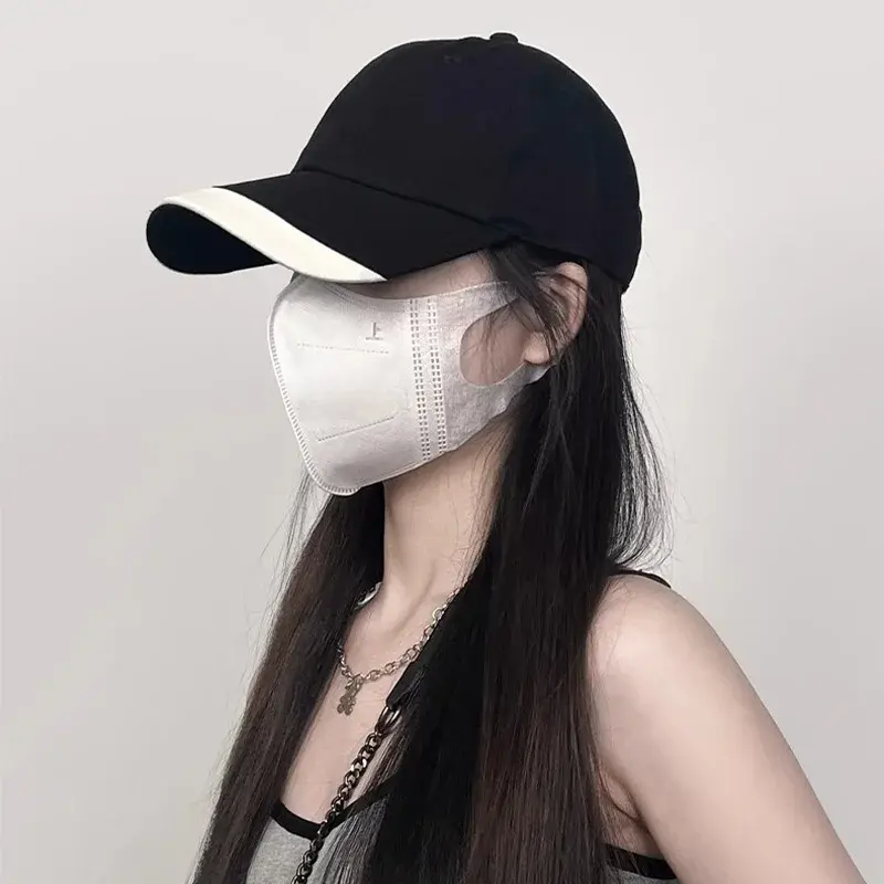 Fashion Patchwork Baseball Caps for Women Korean Soft Cotton Peaked Hats Summer Outdoor Girl Sunshade Sun Visors
