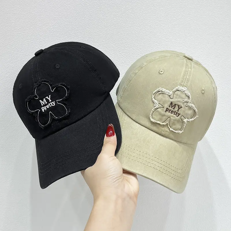 Korean Ins Flower Embroidery Baseball Caps for Women Man Outdoor Adjustable Sunshade Duck Tongue Caps Casual Sports Sun Hats