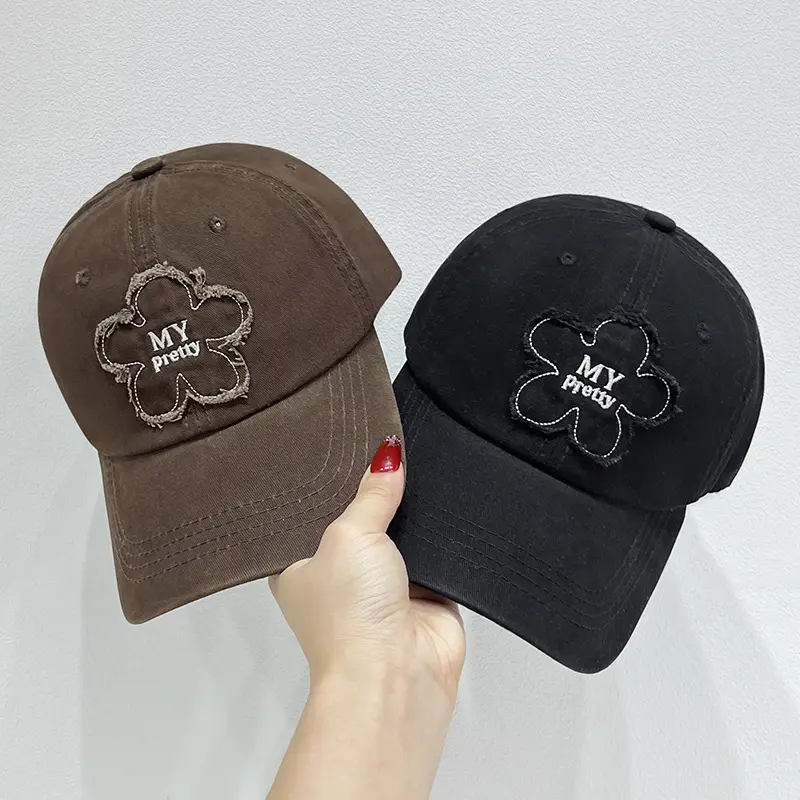 Korean Ins Flower Embroidery Baseball Caps for Women Man Outdoor Adjustable Sunshade Duck Tongue Caps Casual Sports Sun Hats