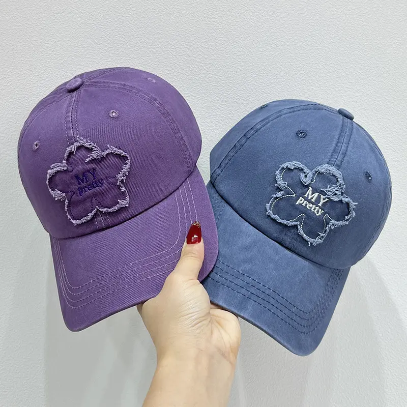 Korean Ins Flower Embroidery Baseball Caps for Women Man Outdoor Adjustable Sunshade Duck Tongue Caps Casual Sports Sun Hats