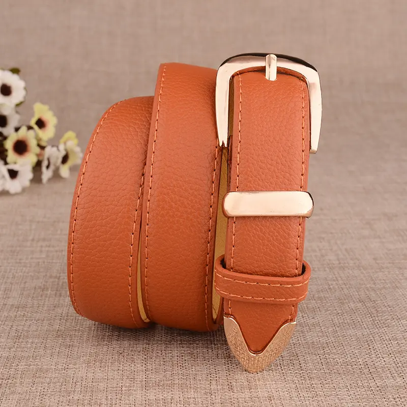 Fashion PU Leather Belts for Women Gold Metal Buckle Waistband Adjustable Lady Jeans Decorative Straps Girdle