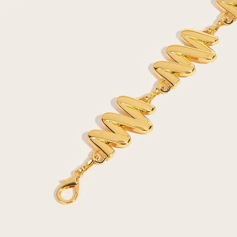 Metal Wave Waist Chains for Women Gold Silver Adjustable High Waist Thin Waistbands Lady Dress Decorative Straps