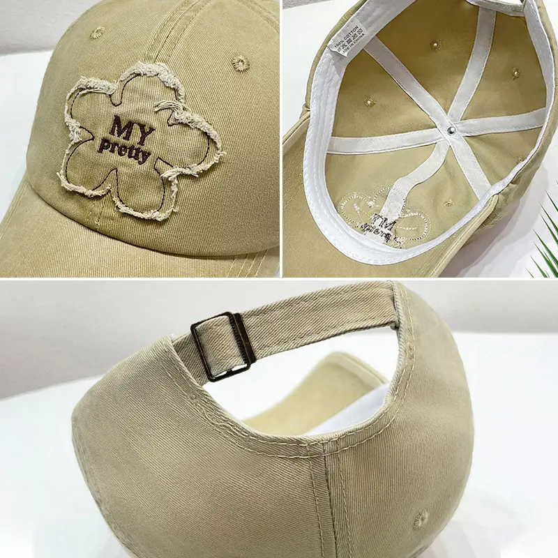 Korean Ins Flower Embroidery Baseball Caps for Women Man Outdoor Adjustable Sunshade Duck Tongue Caps Casual Sports Sun Hats