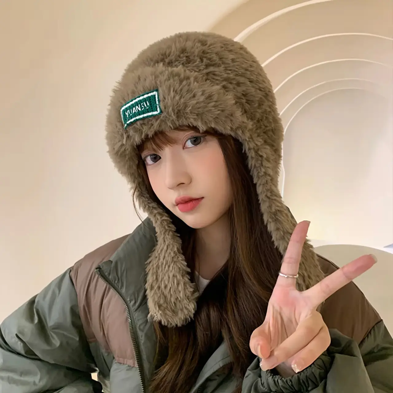 Winter Fluffy Fur Earmuffs Caps for Women Solid Color Soft Plush Anti-Cold Headgear Lady Girl Windproof Warm Ear Protection Hats