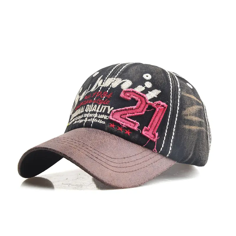 Retro Embroidery Baseball Caps Fashion Patchwork Adjustable Sunshade Duck Tongue Caps Unisex Vintage Streetwear Hip Hop Hats