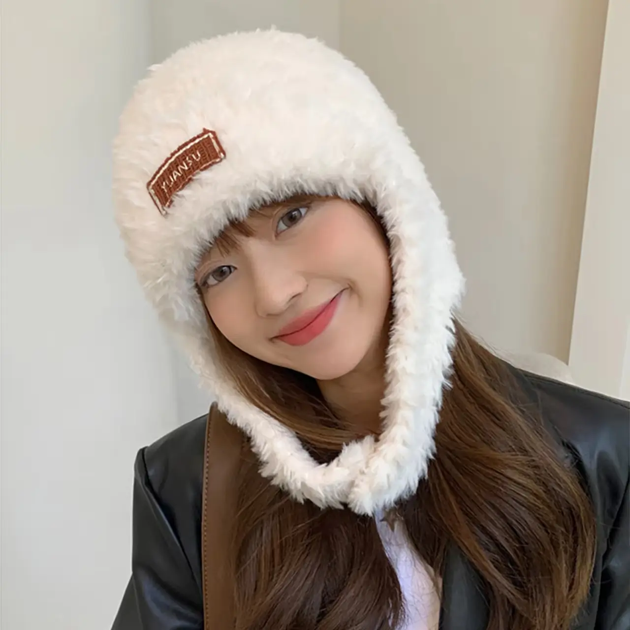 Winter Fluffy Fur Earmuffs Caps for Women Solid Color Soft Plush Anti-Cold Headgear Lady Girl Windproof Warm Ear Protection Hats