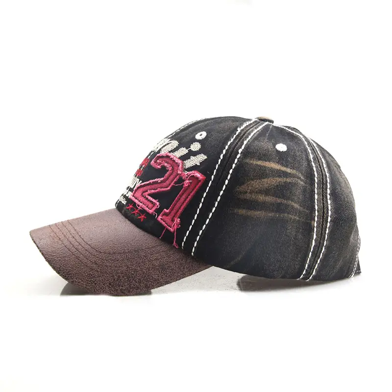 Retro Embroidery Baseball Caps Fashion Patchwork Adjustable Sunshade Duck Tongue Caps Unisex Vintage Streetwear Hip Hop Hats