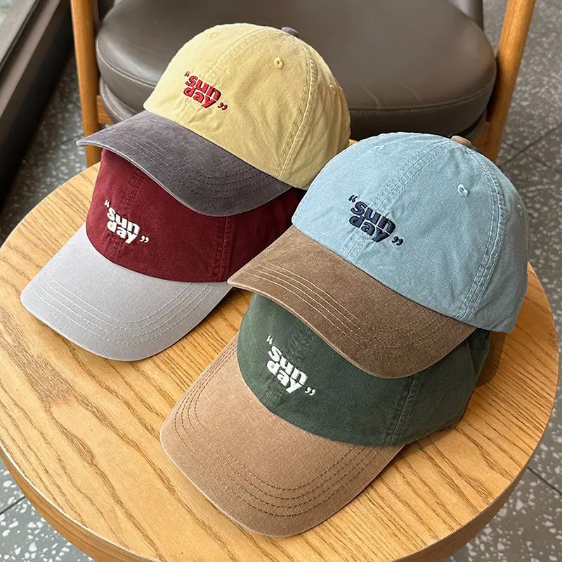 Fashion Patchwork Color Baseball Caps Women Men Vintage Soft Cotton Adjustable Peaked Hats Korean Outdoor Sports Casual Sun Hats
