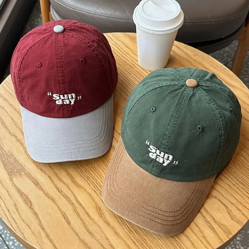 Fashion Patchwork Color Baseball Caps Women Men Vintage Soft Cotton Adjustable Peaked Hats Korean Outdoor Sports Casual Sun Hats