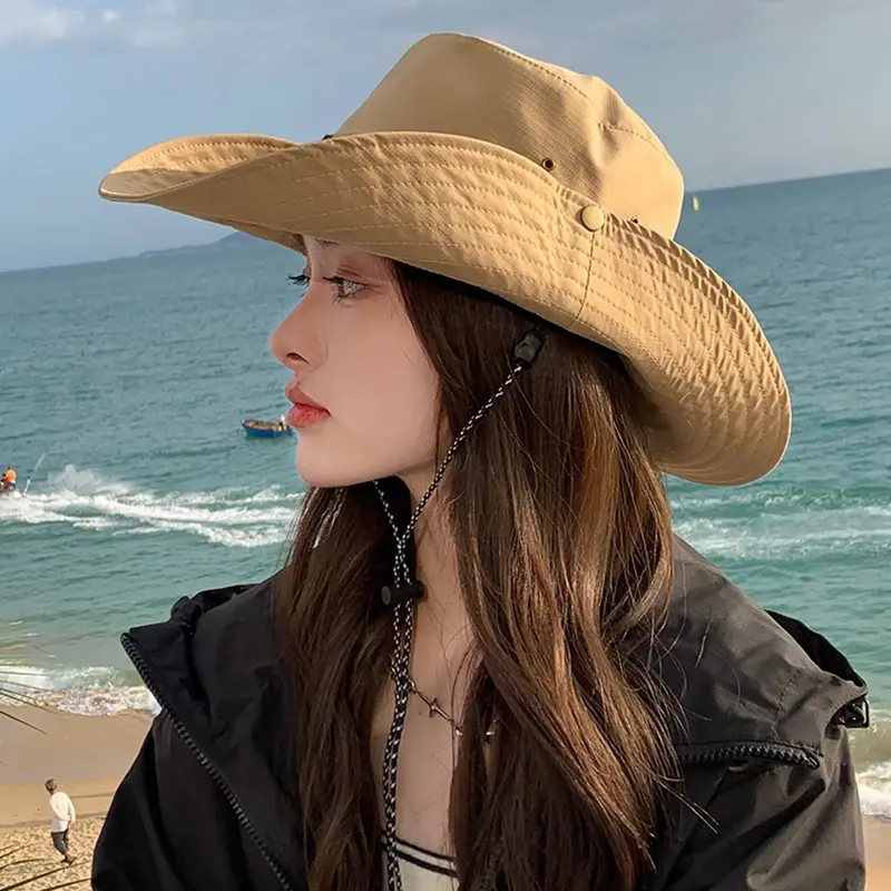 Large Brim Sun Hats for Women Summer Solid Color Sunshade Fisherman Caps Outdoor Cycling Mountaineering Sunscreen Bucket Hats