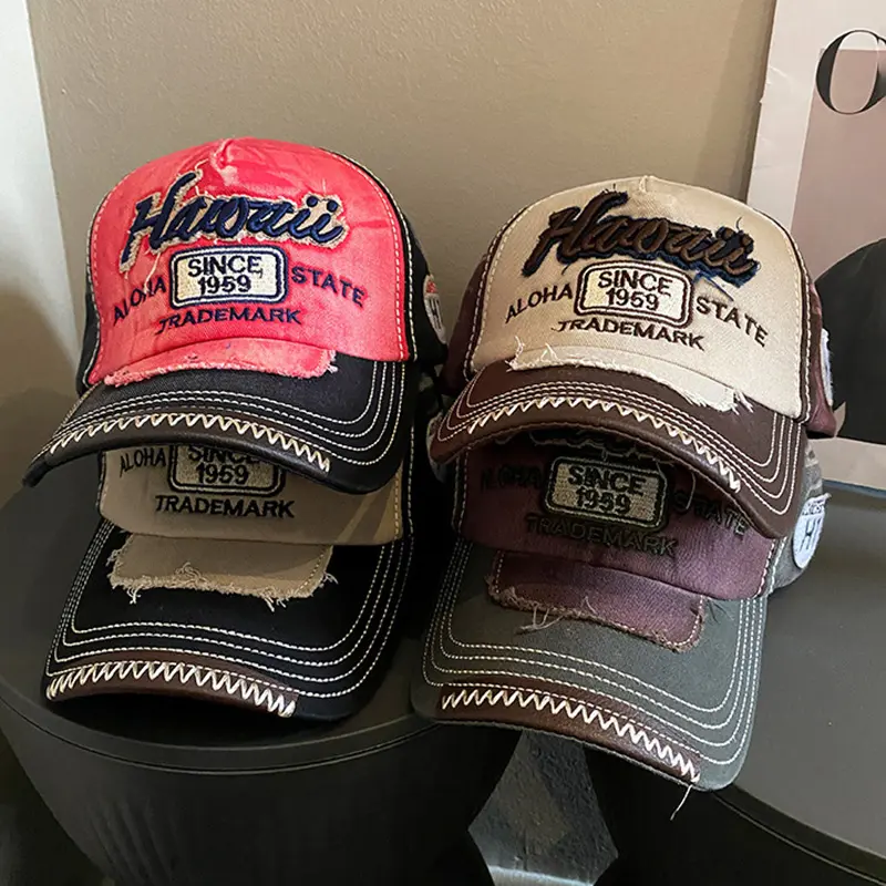 Retro Letter Embroidery Baseball Caps for Women Men Adjustable Hip Hop Snapback Hats Unisex Outdoor Sunshade Peaked Hats