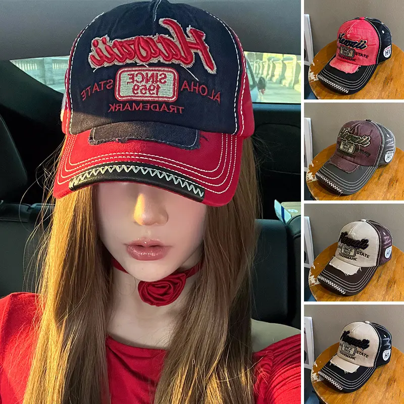 Retro Letter Embroidery Baseball Caps for Women Men Adjustable Hip Hop Snapback Hats Unisex Outdoor Sunshade Peaked Hats