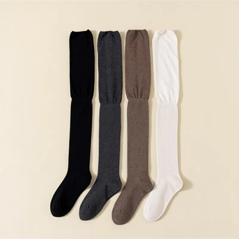 Winter Thermal Socks for Women Korean Loose Solid Color Knee Thigh High Sock Warm Cotton Long Tube Tight Leg Warm Socks