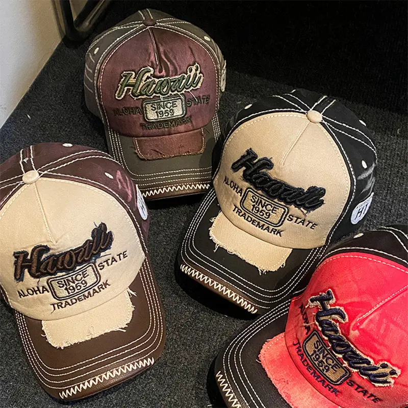 Retro Letter Embroidery Baseball Caps for Women Men Adjustable Hip Hop Snapback Hats Unisex Outdoor Sunshade Peaked Hats