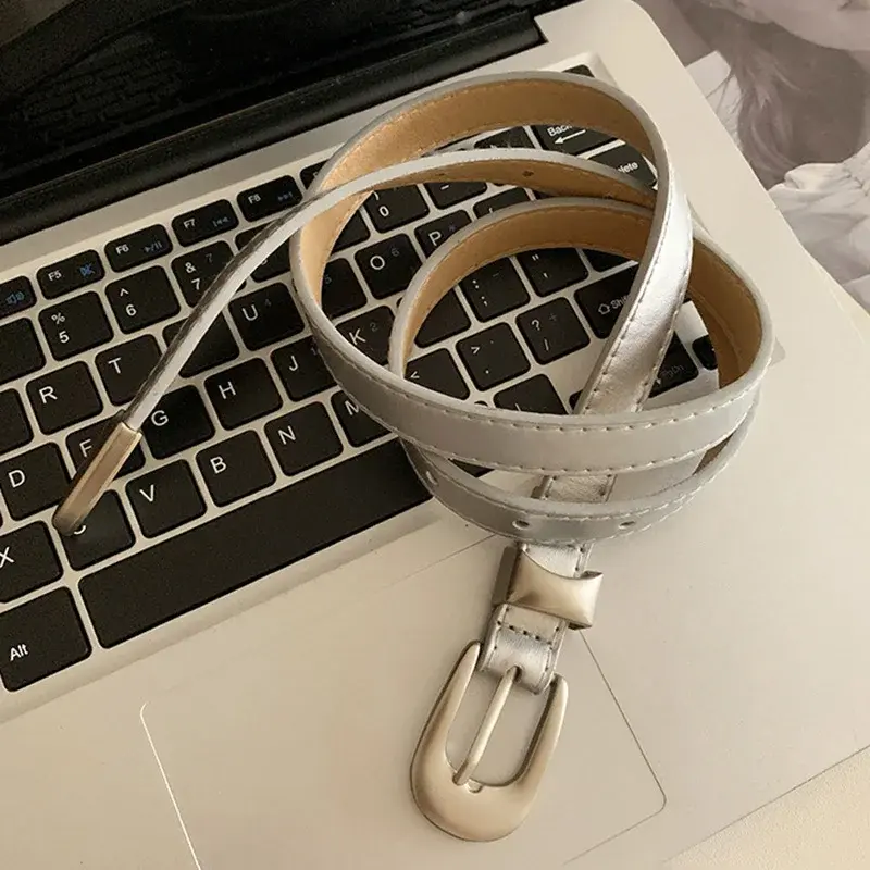 Simple Solid Color Belts for Women PU Leather Metal Pin Buckle Thin Waistband Adjustable Girl Jeans Pants Decor Straps Girdle