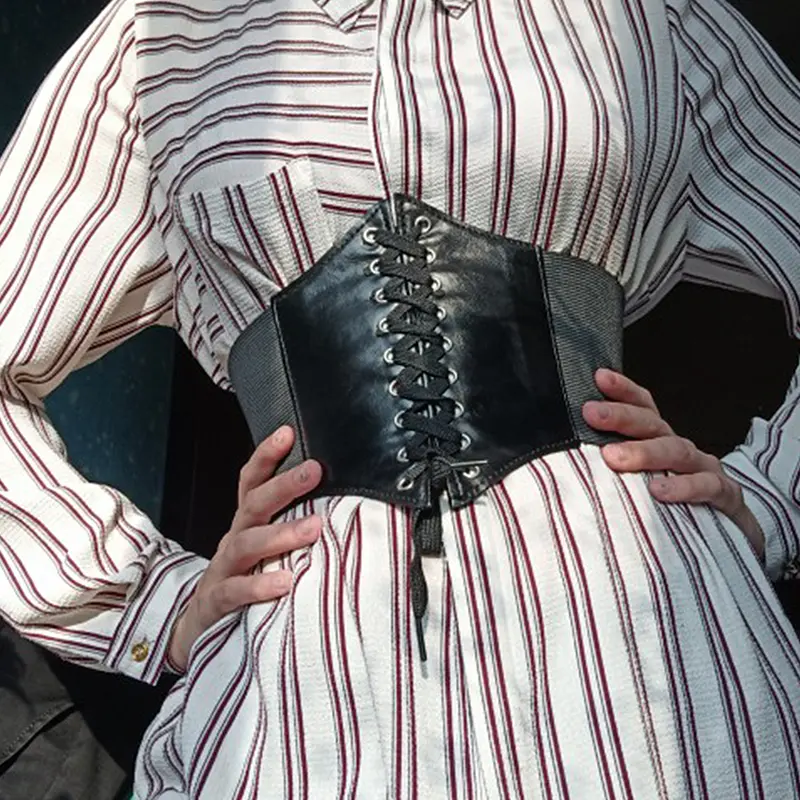 Elastic Wide Belts for Women Fashion PU Leather Slim Body Corset Waistband Lady Dress Shirt Decorative Straps Cummerbunds
