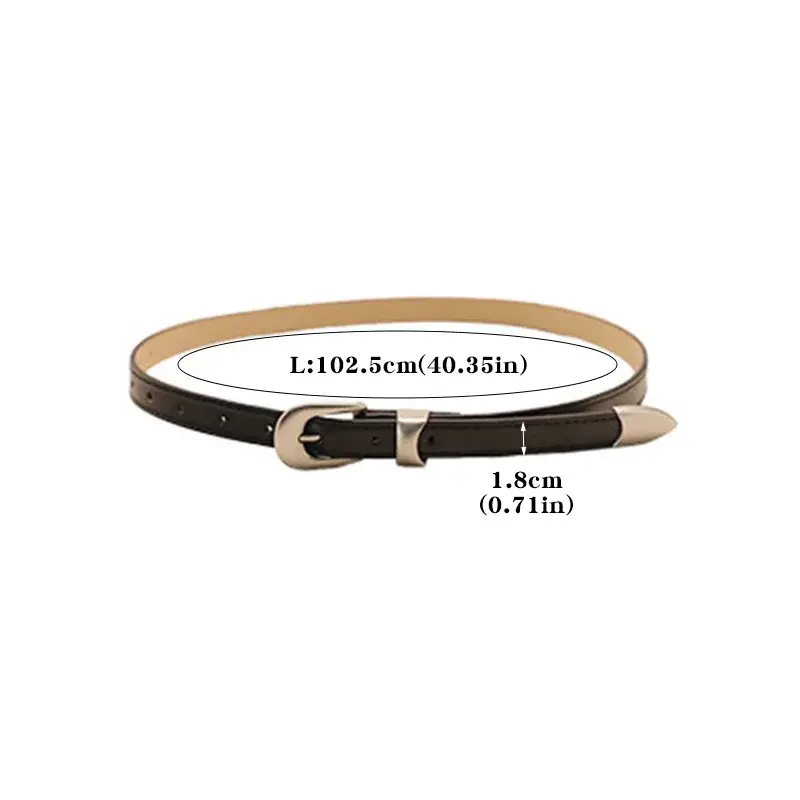 Simple Solid Color Belts for Women PU Leather Metal Pin Buckle Thin Waistband Adjustable Girl Jeans Pants Decor Straps Girdle