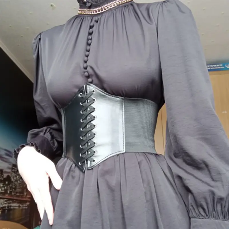 Elastic Wide Belts for Women Fashion PU Leather Slim Body Corset Waistband Lady Dress Shirt Decorative Straps Cummerbunds
