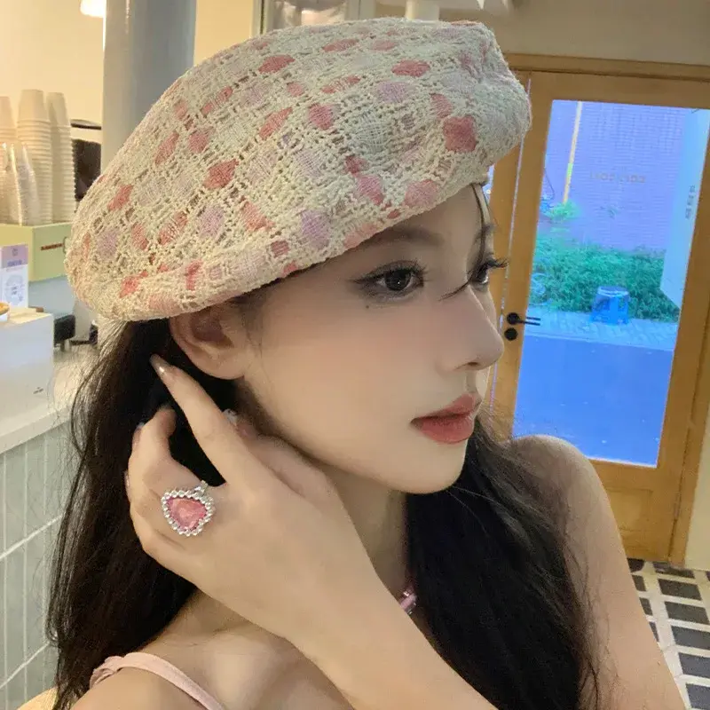 French Lady Plaid Beret Hats Cotton Spring Autumn Octagonal Newsboy Caps Korean Girl Artist Painter Caps