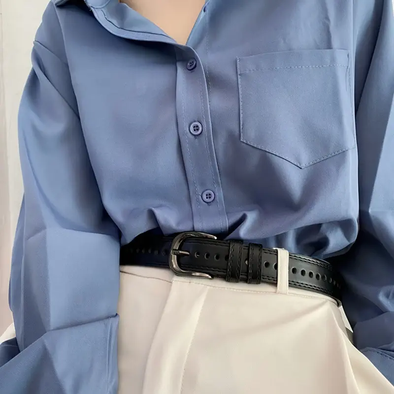 Adjustable PU Leather Belts for Women Retro Solid Color Long Waistband Student Jeans Pants Decorative Straps Girdle