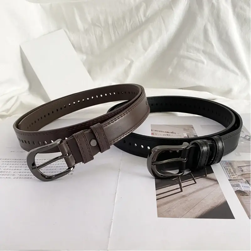 Adjustable PU Leather Belts for Women Retro Solid Color Long Waistband Student Jeans Pants Decorative Straps Girdle