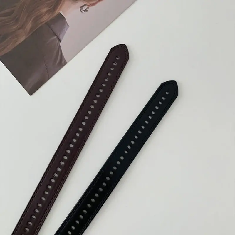 Adjustable PU Leather Belts for Women Retro Solid Color Long Waistband Student Jeans Pants Decorative Straps Girdle